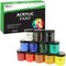 12 Color Acrylic Paint Jar Set 250ml Bottles (8.45 fl oz) - Professional Artist Bright Opaque Colors